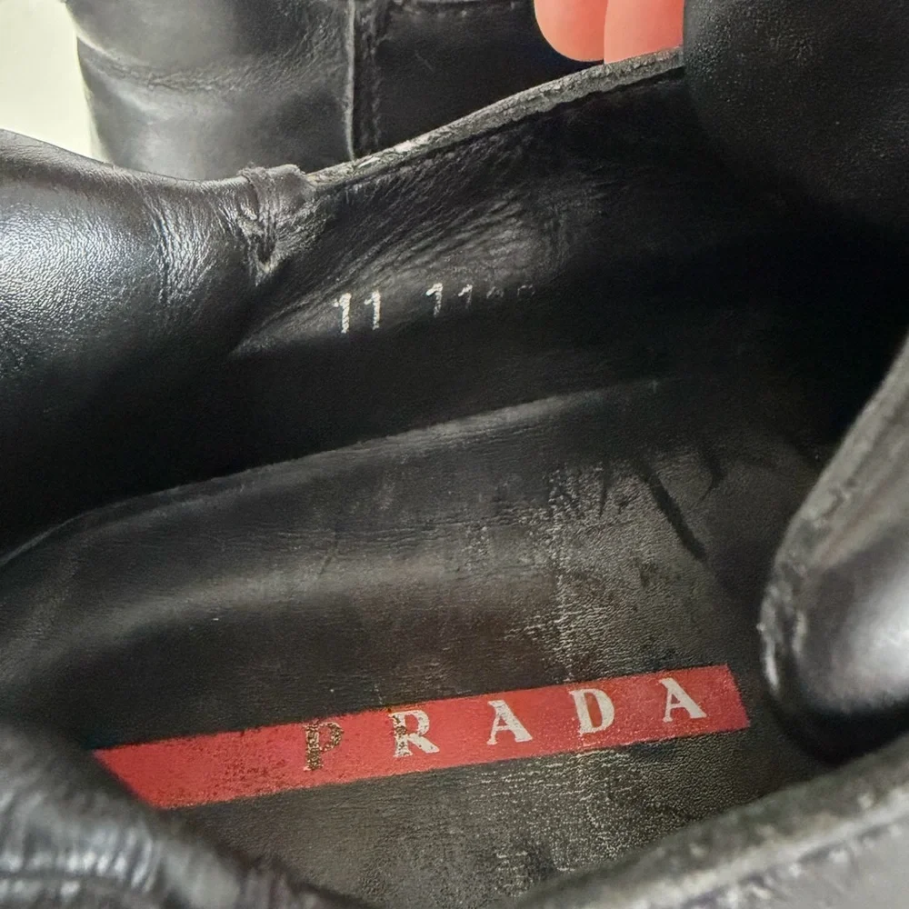 Prada Black Leather Lace-Up chunky shoes - Picture 5 of 6